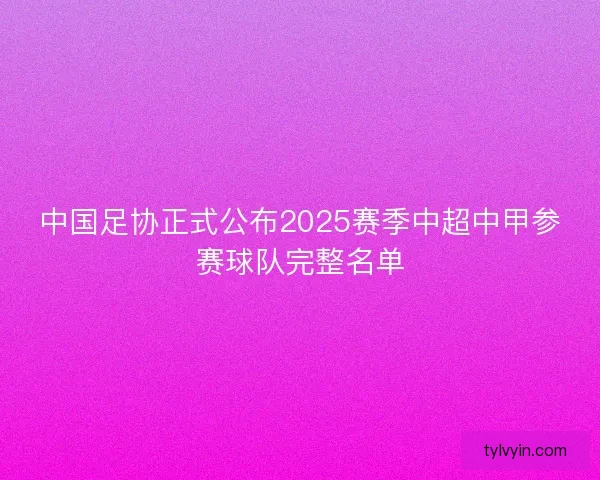 中国足协正式公布2025赛季中超中甲参赛球队完整名单